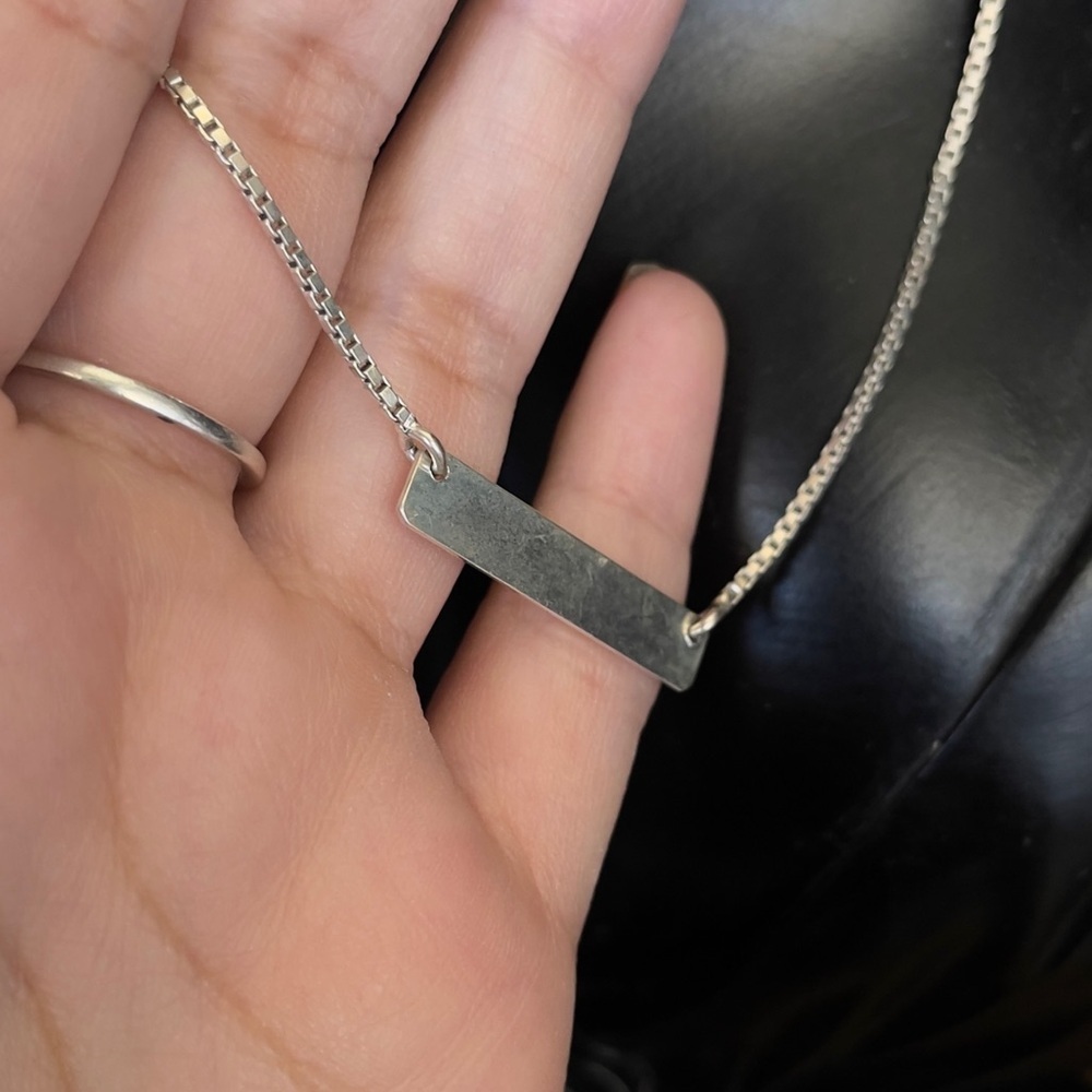 Sterling silver bar necklace - Picture 4 of 7